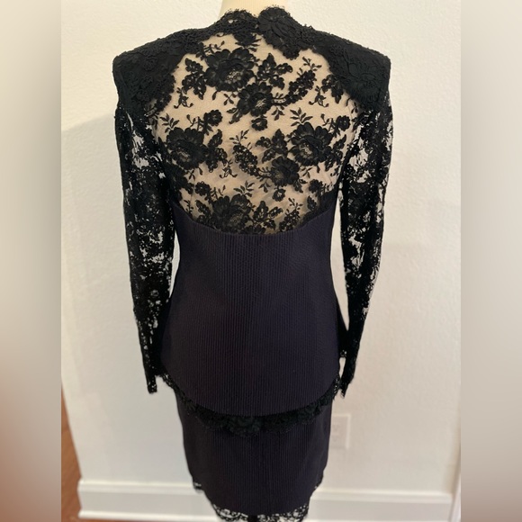 Women's Lace Embellished Skirt suit with rhinestone buttons - Picture 2 of 13